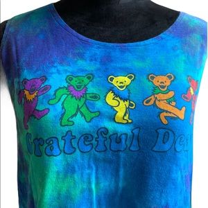 Grateful Dead Dancing Bears Tie-Dye Cold Shoulder T-Shirt